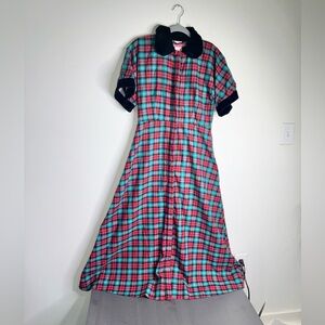 Buru Plaid Button Down Fit & Flare Maxi Dress